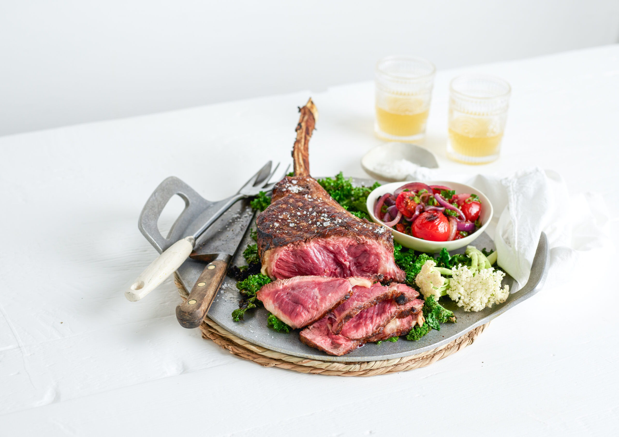 Grilled Nature's Fresh Tomahawk With Caper-truffle Butter - Nature's Fresh